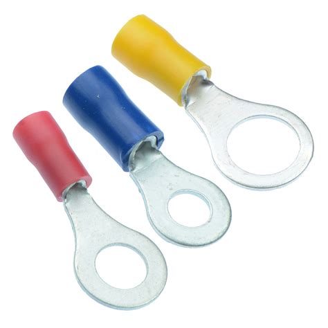 Red Blue Yellow Insulated Crimp Ring Terminal Connector Electrical