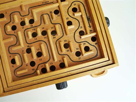 Vintage Wooden Marble Maze Or Labyrinth