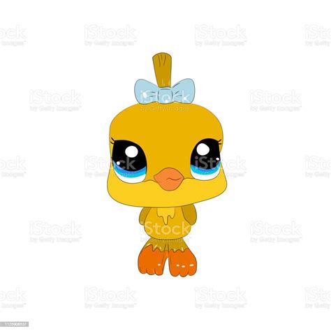 Duckling Vector Illustration Cute Cartoon Animal With Big Eyes Stock