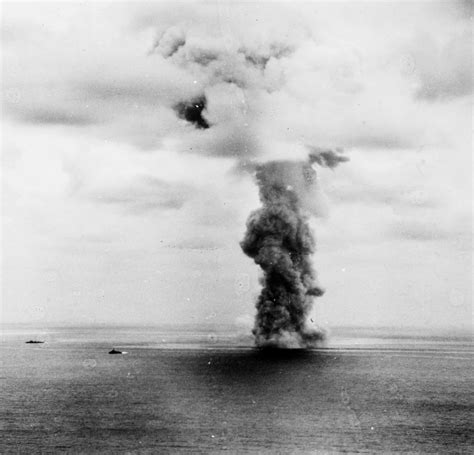 Photo A Mushroom Cloud Hanging Above Battleship Yamatos Exploding