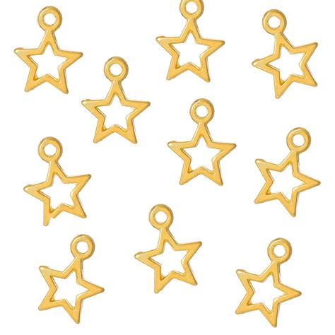 Gold Plated Mini Star Charm 15x12mm Pack Of 10 Spoilt Rotten Beads