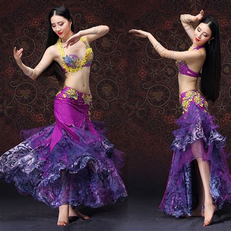 Purple Professional New Luxury Women Belly Dance Costume Bra Belly