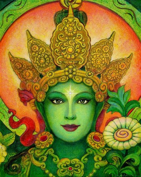 Goddess Green Taras Face By Sue Halstenberg Spiritual Art Green