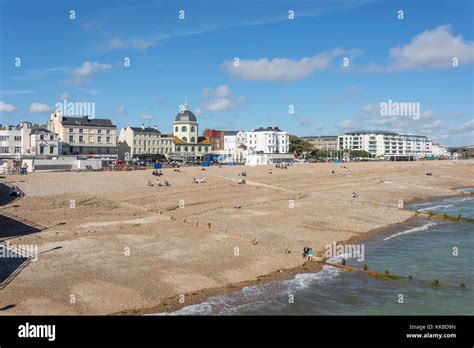 Beach And Promenade From Worthing Pier Worthing West Sussex England United Kingdom Stock