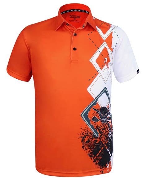 Mens Golf Shirts In Orange By Tattoo Golf Comfortable Fit