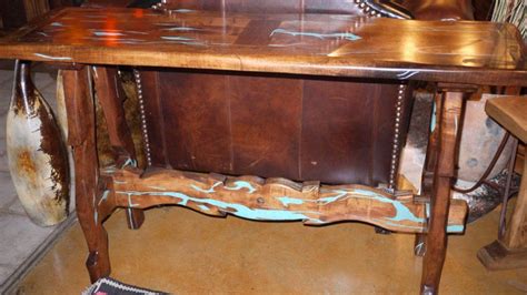 Elevate the style of your living room or family room with a pretty turquoise sofa. Mesquite Turquoise In-lay Sofa Table | Furniture, Exclusive furniture, Sofa table