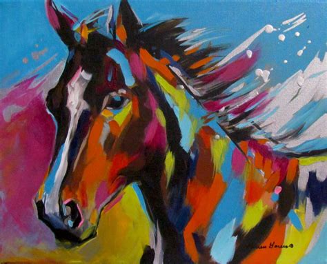 Original Contemporary Acrylic Horse Painting Colorful Horse Etsy