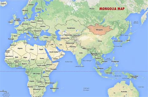 Mongolia On World Map World Map Showing Mongolia Eastern Asia Asia