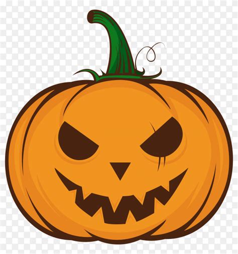 Evil Halloween Pumpkin Cartoon Emoji Face Character On Transparent