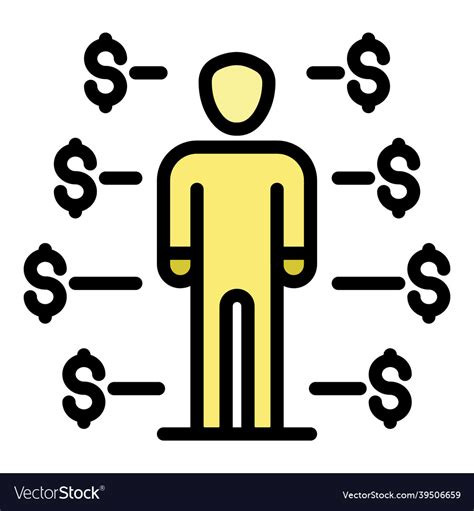 Man Start Crowdfunding Icon Color Outline Vector Image