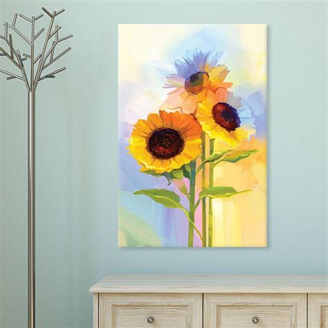 Wall26 Canvas Wall Art Oil Painting Style Sunflowers Giclee Print