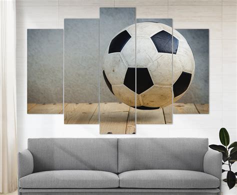 Abstract Soccer Canvas Art Soccer Ball Print Game Room Etsy