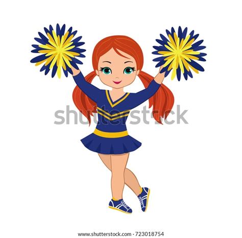 Cheerleader Blue Yellow Uniform Pom Poms Stock Illustration 723018754 Shutterstock