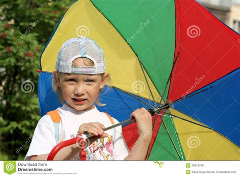 Girl With Color Umbrella Stock Photo Image Of Girl Hold 20612748