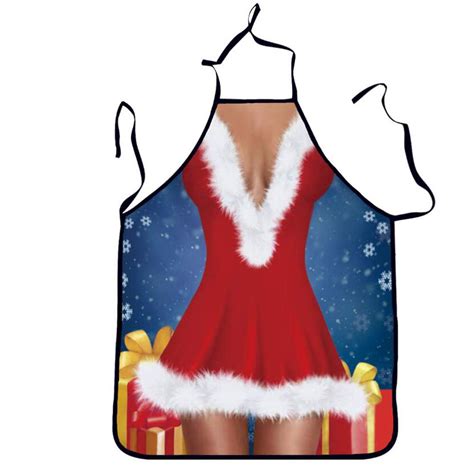 Woman Christmas Sexy Funny Kitchen Apron For Bbq Xmas Party Cooking Aprons Baking Pottery And