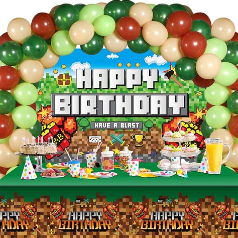 Buy Pixel Birthday Party Decorations Pixel Mining Party Supplies Pixel