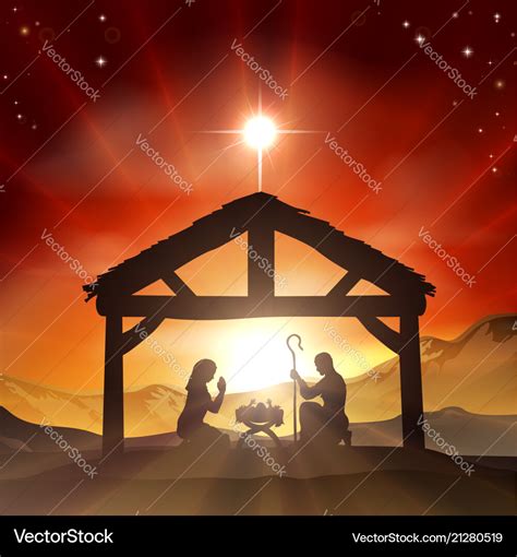 Nativity Christian Christmas Scene Royalty Free Vector Image