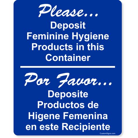 Discard Feminine Hygiene Products Here Full Color Sign 10 X 8