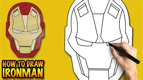 On each side of the face, just below the brow, enclose a rectangular shape using two slightly curved lines. How to draw Ironman - Easy step-by-step drawing tutorial ...
