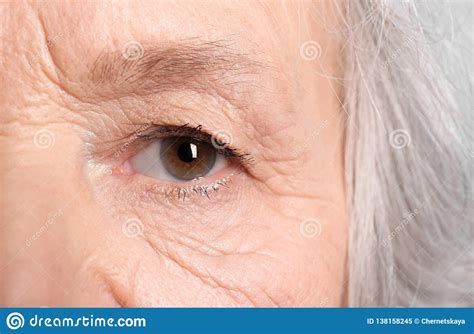 Wrinkled Face Of Elderly Woman, Closeup Stock Image - Image of oculist ...