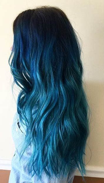 29 Blue Hair Color Ideas For Daring Women Long Ombre