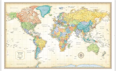 Rand Mcnally Classic World Mapa De Pared Laminado