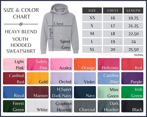 Gildan 18500B Color Chart Gildan G185B Youth Sweatshirt Size Etsy