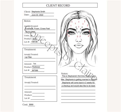 Nurse Injector Digital Download Template Goodnotes Botox Form - Etsy