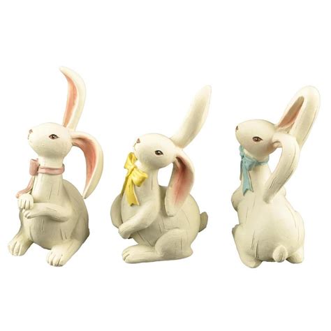 S3 Custom Decorative White Resin Rabbit Figurine With Long Ears Ennas