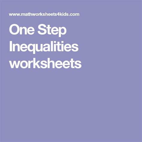Includes a range of useful free teaching resources. One Step Inequalities worksheets | Inequality, First step ...