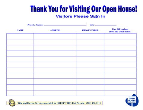 Free Printable Open House Sign In Sheets As A Real Estate Agent Selling