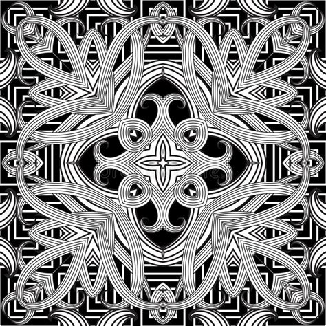 Floral Intricate Seamless Pattern Vector Abstract Black And White