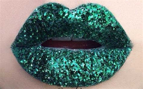 Green Glitter Lips Glitter Lips Green Glitter Gel Polish Make Up