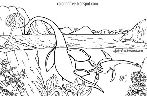 Sea Dinosaur Drawing For Children Ocean Coloring Pages Printable