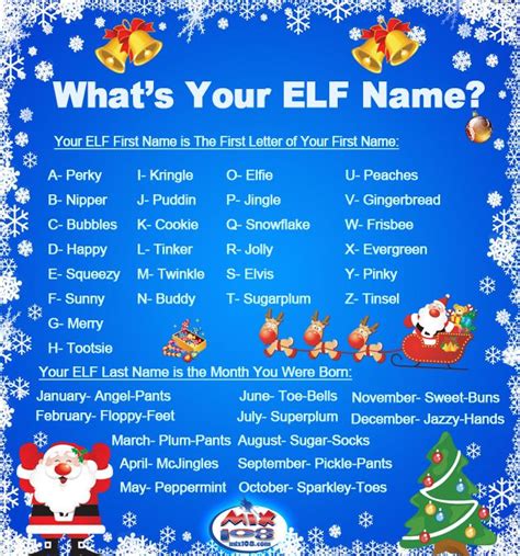 Elf Name Whats Your Elf Name Christmas Elf Names Elf Names