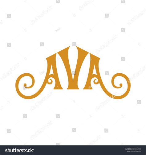 Gold Orange Monogram Logo Ava Lettering Stock Vector Royalty Free