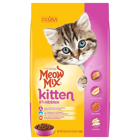 Meow Mix Kitten Lil Nibbles Dry Cat Food 315 Pound Bag 4 Count