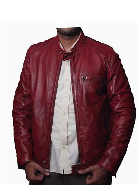 shop mens red leather jackets at discounted price