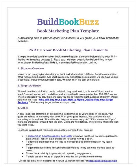 Book Marketing Plan Template