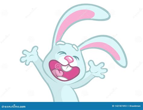 Easter Cartoon Bunny Rabbit Dancing Excited Stock Vector Illustration