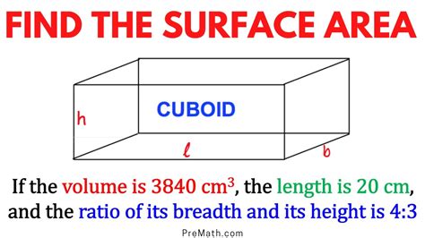 How To Find The Total Surface Area Of A Cuboid When Given The Volume
