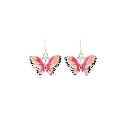 Joji Boutique Pink Enameled Butterfly Earrings Fish Hook Earrings