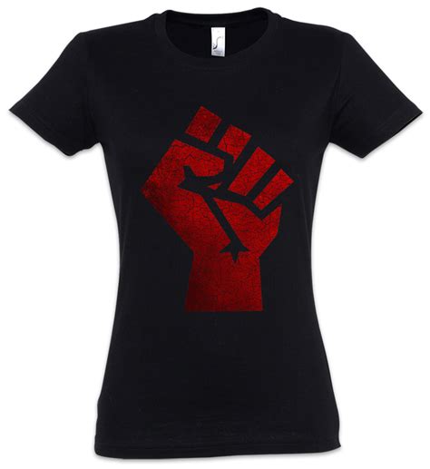 Raised Fist Women T Shirt Red Clenched Socialism Communism Symbol Sign
