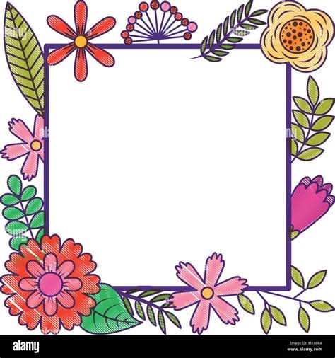 Frame From Wild Flowers Greeting Card Template Design Stock Vector