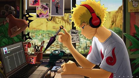 341316 Anime Boy Headphone Studying Naruto Uzumaki
