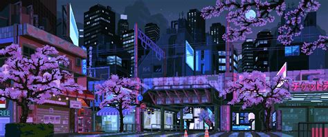 Wallpaper Pixel Art Town City Waneella 1920x808 Pc7 1905455