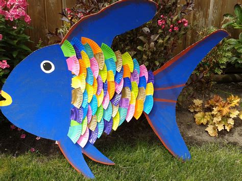 Rainbow Fish Made From Cardboard And Paper Plates Loved Making This