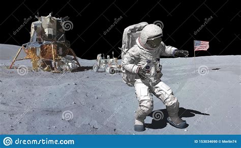Representaci N 3d Baile Del Astronauta En La Luna Animaci N Del CG