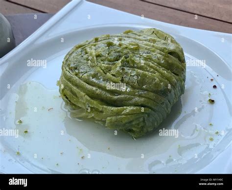 Turkish Dessert Pistachio Roll Served At Restaurant Fistikli Dolama