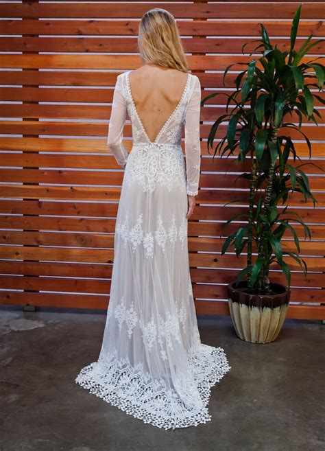 lisa backless boho lace wedding dress dreamers  lovers